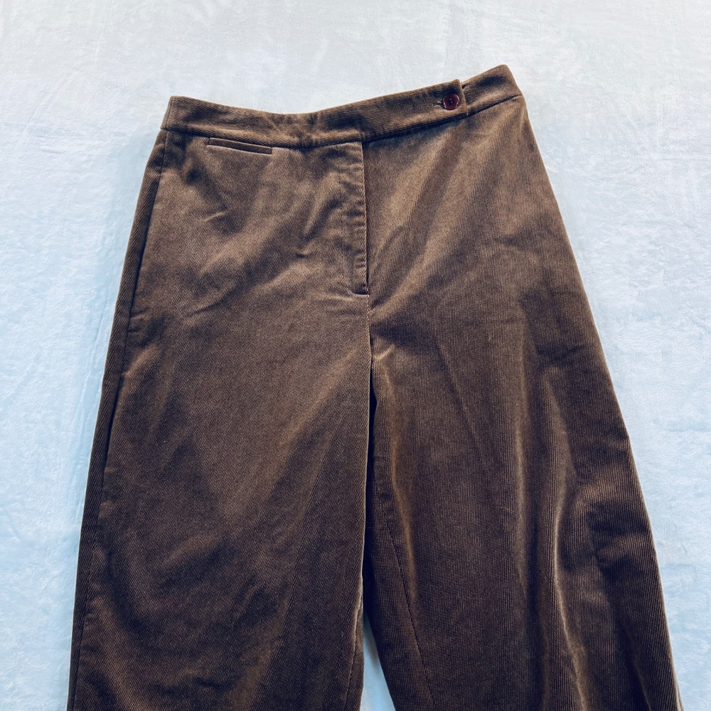 Talbots Womens Brown Stretch Corduroy Straight Leg Pants Size 10 Fine Wale